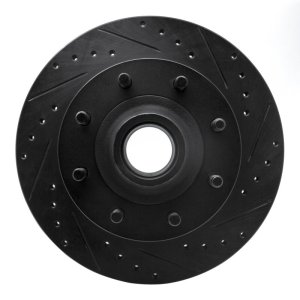 Ford E-350 Econoline Brake Rotor (1) - Front Right - R1 Concepts - Drilled & Slotted - Black - `95-`04